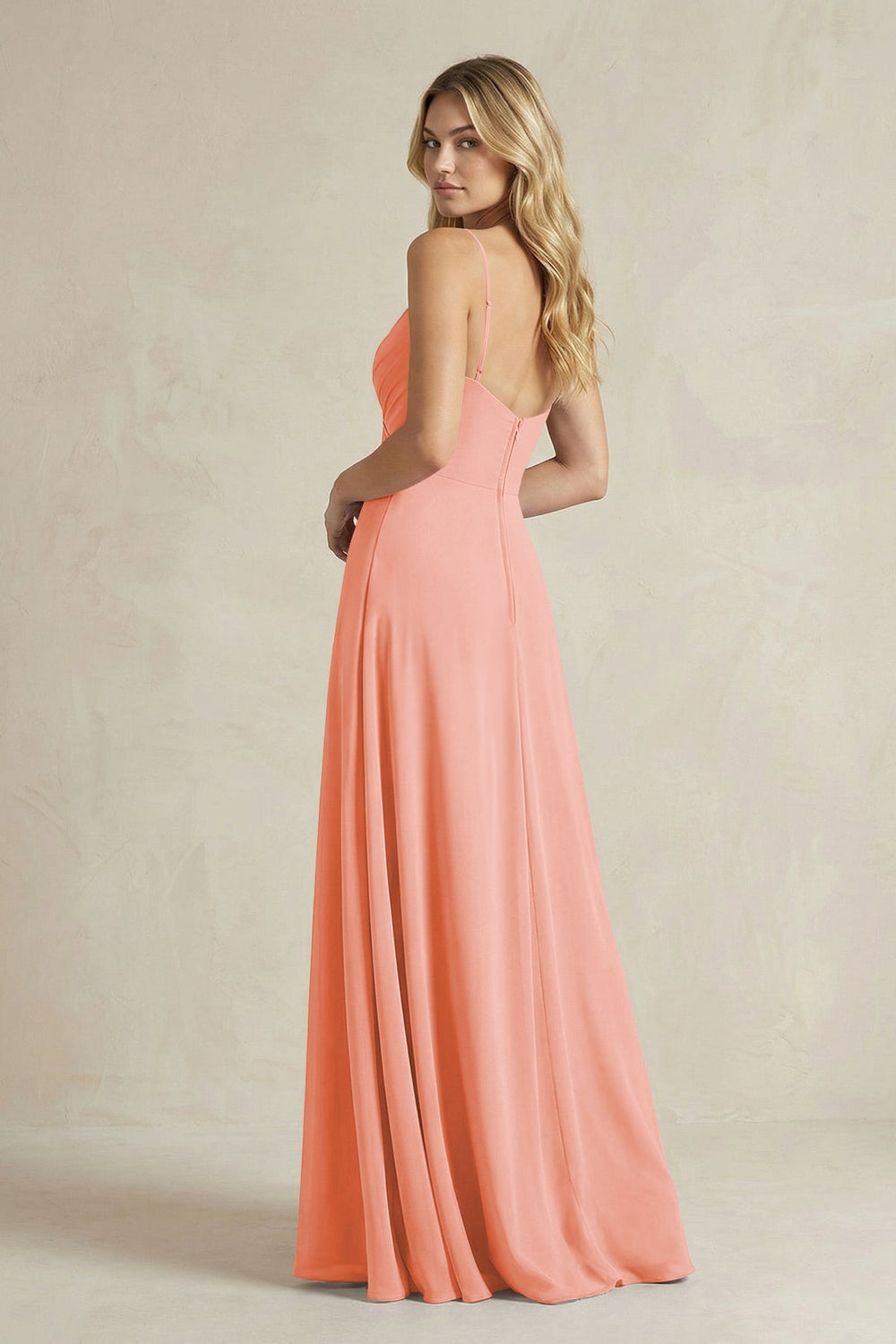 Sheath Cami Strap Ruched Chiffon Bridesmaid Dress in Rosette - KISS BRIDAL Bridesmaid Dresses