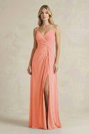 Sheath Cami Strap Ruched Chiffon Bridesmaid Dress in Rosette - SHE IS ME Bridesmaid Dresses