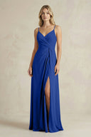 Sheath Cami Strap Ruched Chiffon Bridesmaid Dress in Royal Blue - SHE IS ME Bridesmaid Dresses