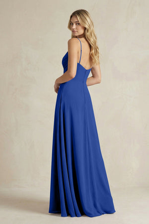 Sheath Cami Strap Ruched Chiffon Bridesmaid Dress in Royal Blue - SHE IS ME Bridesmaid Dresses