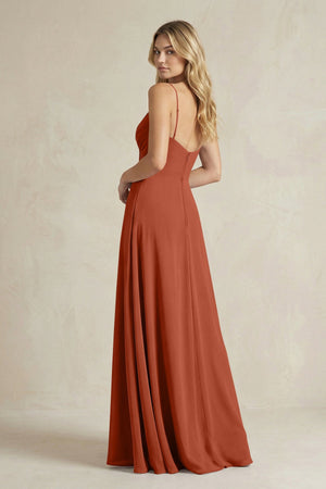 Sheath Cami Strap Ruched Chiffon Bridesmaid Dress in Spice - SHE IS ME Bridesmaid Dresses