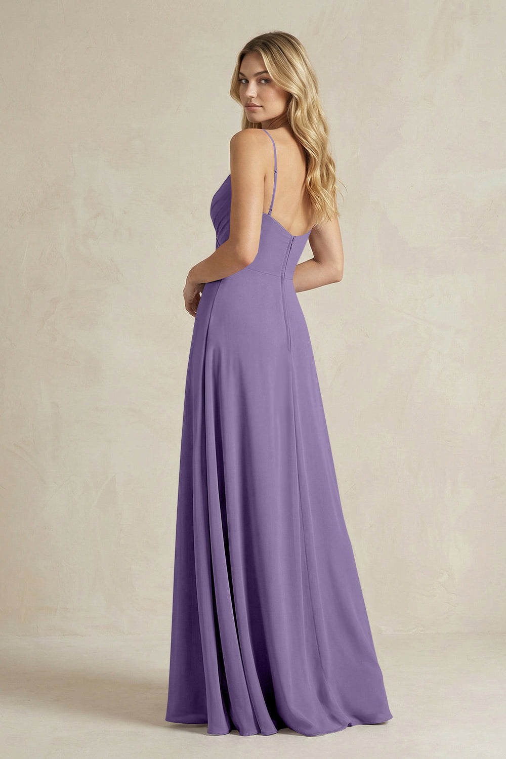 Sheath Cami Strap Ruched Chiffon Bridesmaid Dress in Tahiti