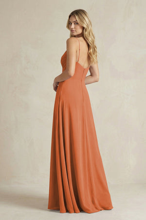 Sheath Cami Strap Ruched Chiffon Bridesmaid Dress in Terracotta - SHE IS ME Bridesmaid Dresses