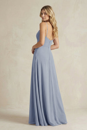 Sheath Cami Strap Ruched Chiffon Bridesmaid Dress in Twilight - SHE IS ME Bridesmaid Dresses