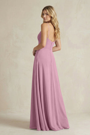 Sheath Cami Strap Ruched Chiffon Bridesmaid Dress in Vintage Mauve - SHE IS ME Bridesmaid Dresses