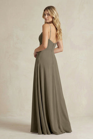 Sheath Cami Strap Ruched Chiffon Bridesmaid Dress in Willow Green - SHE IS ME Bridesmaid Dresses