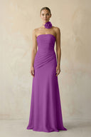 Sheath Chiffon Strapless Pleated Bridesmaid Dress in Amethyst - KISS BRIDAL Bridesmaid Dresses