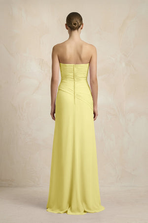 Sheath Chiffon Strapless Pleated Bridesmaid Dress in Buttercup - KISS BRIDAL Bridesmaid Dresses