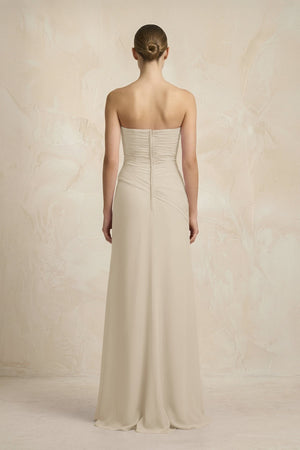 Sheath Chiffon Strapless Pleated Bridesmaid Dress in Champagne - KISS BRIDAL Bridesmaid Dresses
