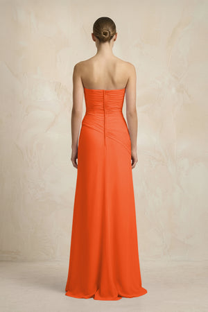 Sheath Chiffon Strapless Pleated Bridesmaid Dress in Cinnamon (2) | KISSBRIDAL