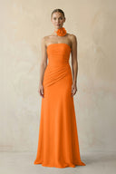 Sheath Chiffon Strapless Pleated Bridesmaid Dress in Cinnamon - KISS BRIDAL Bridesmaid Dresses