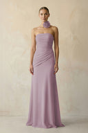 Sheath Chiffon Strapless Pleated Bridesmaid Dress in Dusk - KISS BRIDAL Bridesmaid Dresses