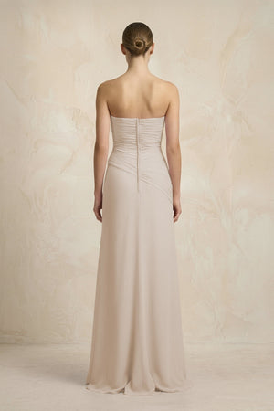Sheath Chiffon Strapless Pleated Bridesmaid Dress in Frost - KISS BRIDAL Bridesmaid Dresses