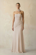 Sheath Chiffon Strapless Pleated Bridesmaid Dress in Frost - KISS BRIDAL Bridesmaid Dresses