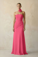 Sheath Chiffon Strapless Pleated Bridesmaid Dress in Fuchsia - KISS BRIDAL Bridesmaid Dresses