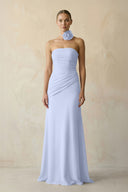 Sheath Chiffon Strapless Pleated Bridesmaid Dress in Ice - KISS BRIDAL Bridesmaid Dresses