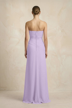 Sheath Chiffon Strapless Pleated Bridesmaid Dress in Lavender - KISS BRIDAL Bridesmaid Dresses
