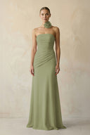 Sheath Chiffon Strapless Pleated Bridesmaid Dress in Moss Green - KISS BRIDAL Bridesmaid Dresses