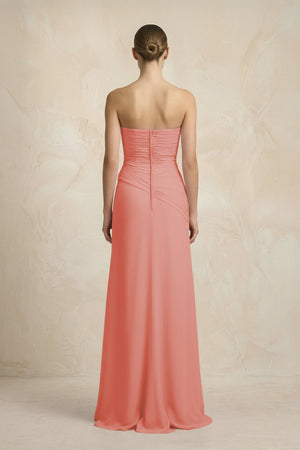 Sheath Chiffon Strapless Pleated Bridesmaid Dress in Mulberry - KISS BRIDAL Bridesmaid Dresses
