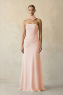 Sheath Chiffon Strapless Pleated Bridesmaid Dress in Pale Blush - KISS BRIDAL Bridesmaid Dresses