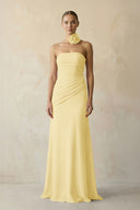 Sheath Chiffon Strapless Pleated Bridesmaid Dress in Pastel Yellow - KISS BRIDAL Bridesmaid Dresses