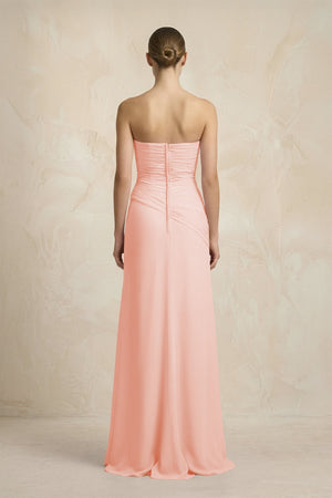 Sheath Chiffon Strapless Pleated Bridesmaid Dress in Rose Petal - KISS BRIDAL Bridesmaid Dresses