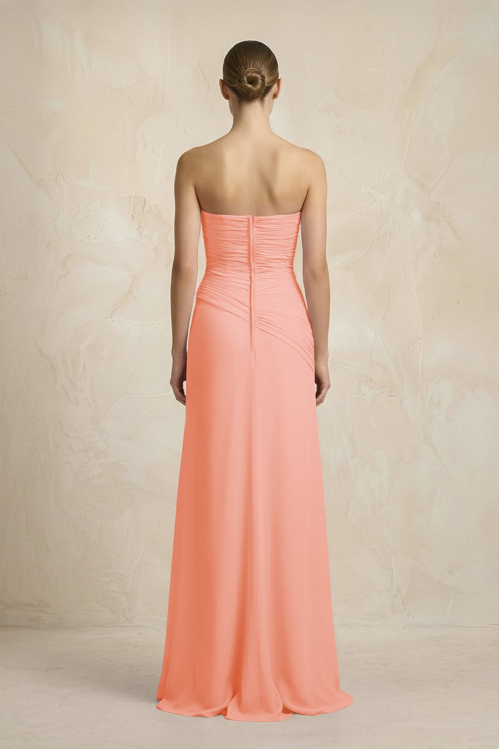 Sheath Chiffon Strapless Pleated Bridesmaid Dress in Rosette - KISS BRIDAL Bridesmaid Dresses
