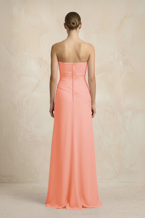 Sheath Chiffon Strapless Pleated Bridesmaid Dress in Rosette - KISS BRIDAL Bridesmaid Dresses