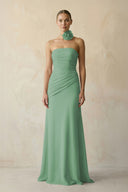 Sheath Chiffon Strapless Pleated Bridesmaid Dress in Sea Glass - KISS BRIDAL Bridesmaid Dresses