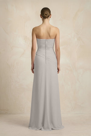Sheath Chiffon Strapless Pleated Bridesmaid Dress in Silver - KISS BRIDAL Bridesmaid Dresses