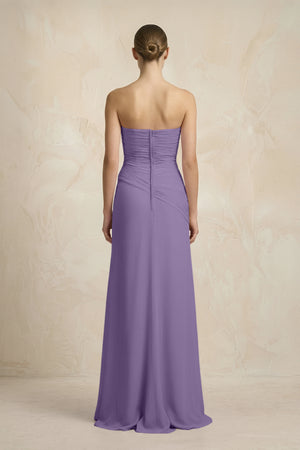 Sheath Chiffon Strapless Pleated Bridesmaid Dress in Tahiti (2) | KISSBRIDAL
