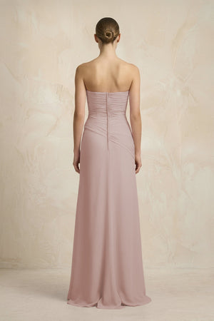 Sheath Chiffon Strapless Pleated Bridesmaid Dress in Toffee - KISS BRIDAL Bridesmaid Dresses