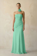 Sheath Chiffon Strapless Pleated Bridesmaid Dress in Turquoise - KISS BRIDAL Bridesmaid Dresses