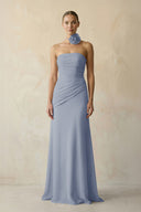 Sheath Chiffon Strapless Pleated Bridesmaid Dress in Twilight - KISS BRIDAL Bridesmaid Dresses