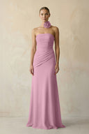 Sheath Chiffon Strapless Pleated Bridesmaid Dress in Vintage Mauve - KISS BRIDAL Bridesmaid Dresses