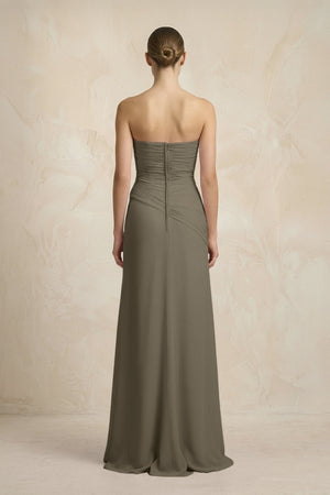 Sheath Chiffon Strapless Pleated Bridesmaid Dress in Willow Green - KISS BRIDAL Bridesmaid Dresses
