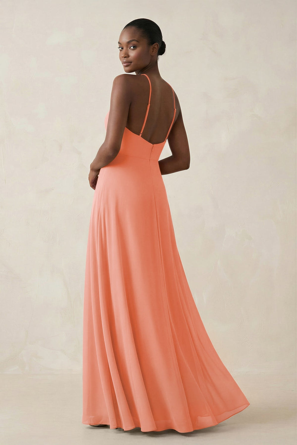 Sheath Halter Chiffon Bridesmaid Dress with Slit in Rosette - KISS BRIDAL Bridesmaid Dresses