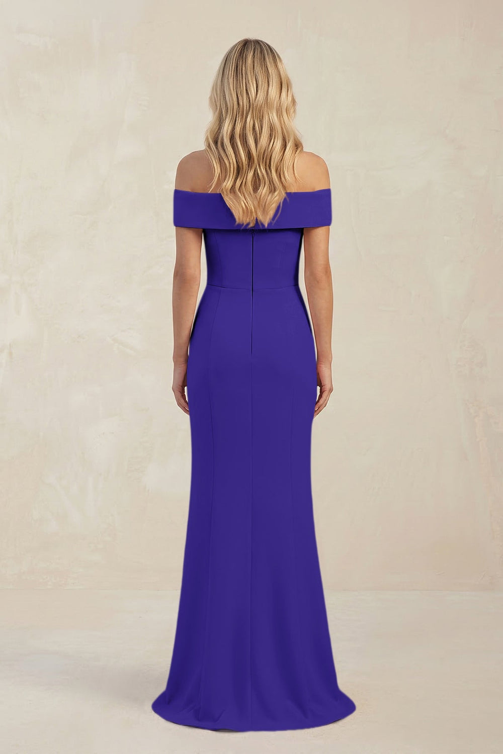 Sheath Off - the - Shoulder Satin Bridesmaid Dress With Slit in Tahiti - KISS BRIDAL Bridesmaid Dresses