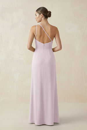 Sheath One - Shoulder Ruched Bridesmaid Dress With Slit in Dusk - KISS BRIDAL Bridesmaid Dresses