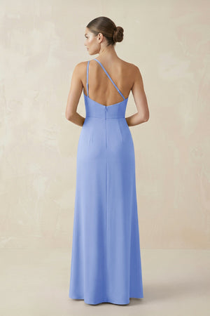 Sheath One - Shoulder Ruched Bridesmaid Dress With Slit in Ice - KISS BRIDAL Bridesmaid Dresses