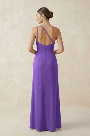 Sheath One - Shoulder Ruched Bridesmaid Dress With Slit in Tahiti - KISS BRIDAL Bridesmaid Dresses