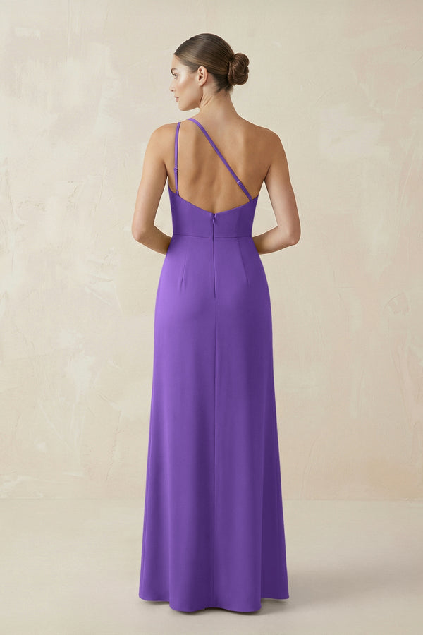Sheath One - Shoulder Ruched Bridesmaid Dress With Slit in Tahiti - KISS BRIDAL Bridesmaid Dresses