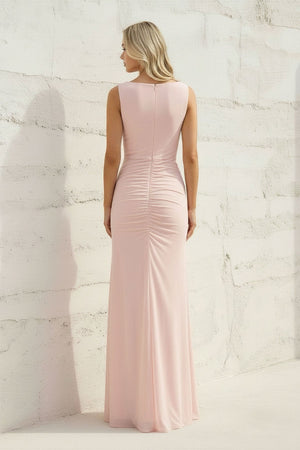 Sheath Ruched Front Draped Maxi Dress in Pink - SHE IS ME