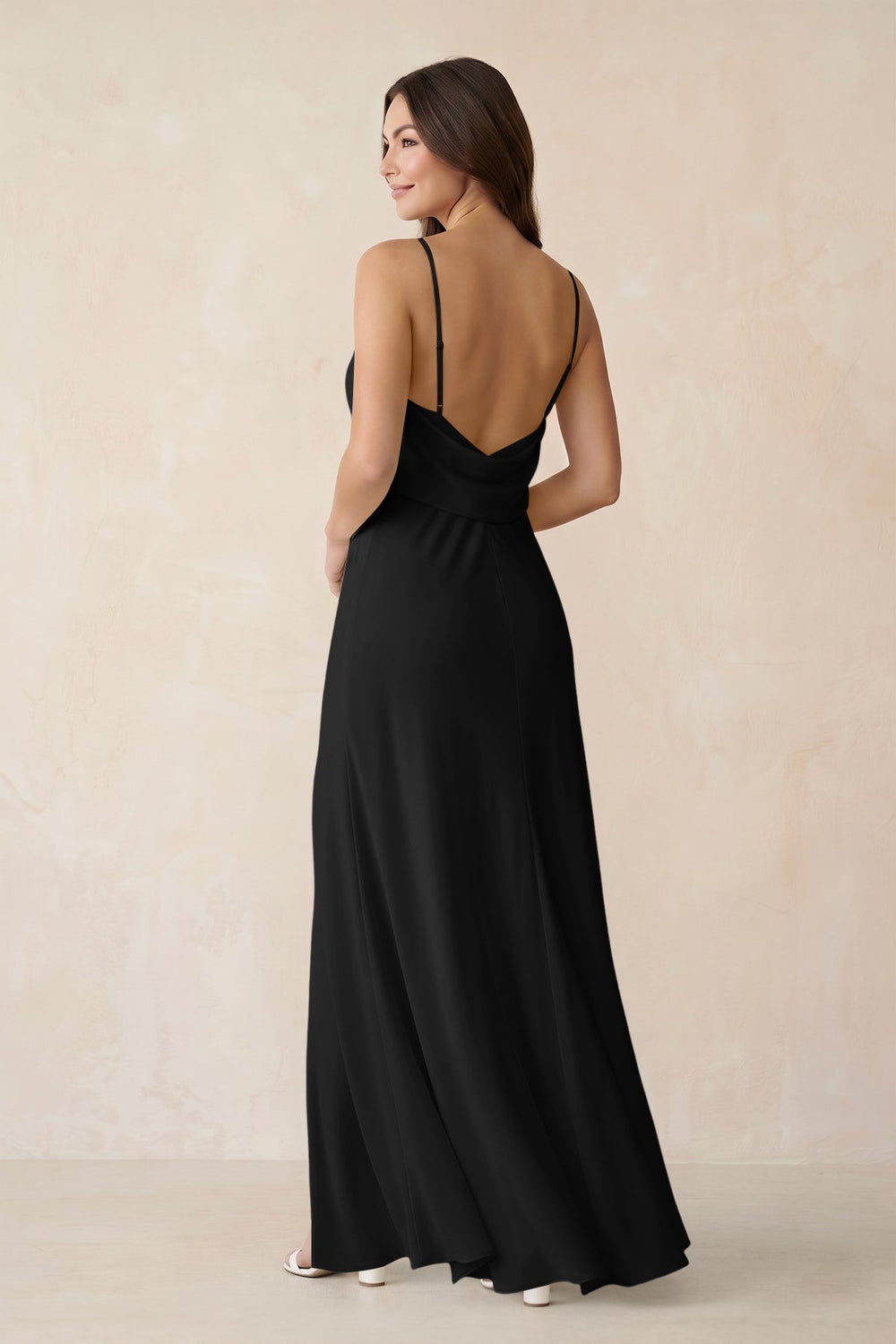 Sheath Satin Bridesmaid Dress with Side Slit in Black - KISS BRIDAL Bridesmaid Dresses