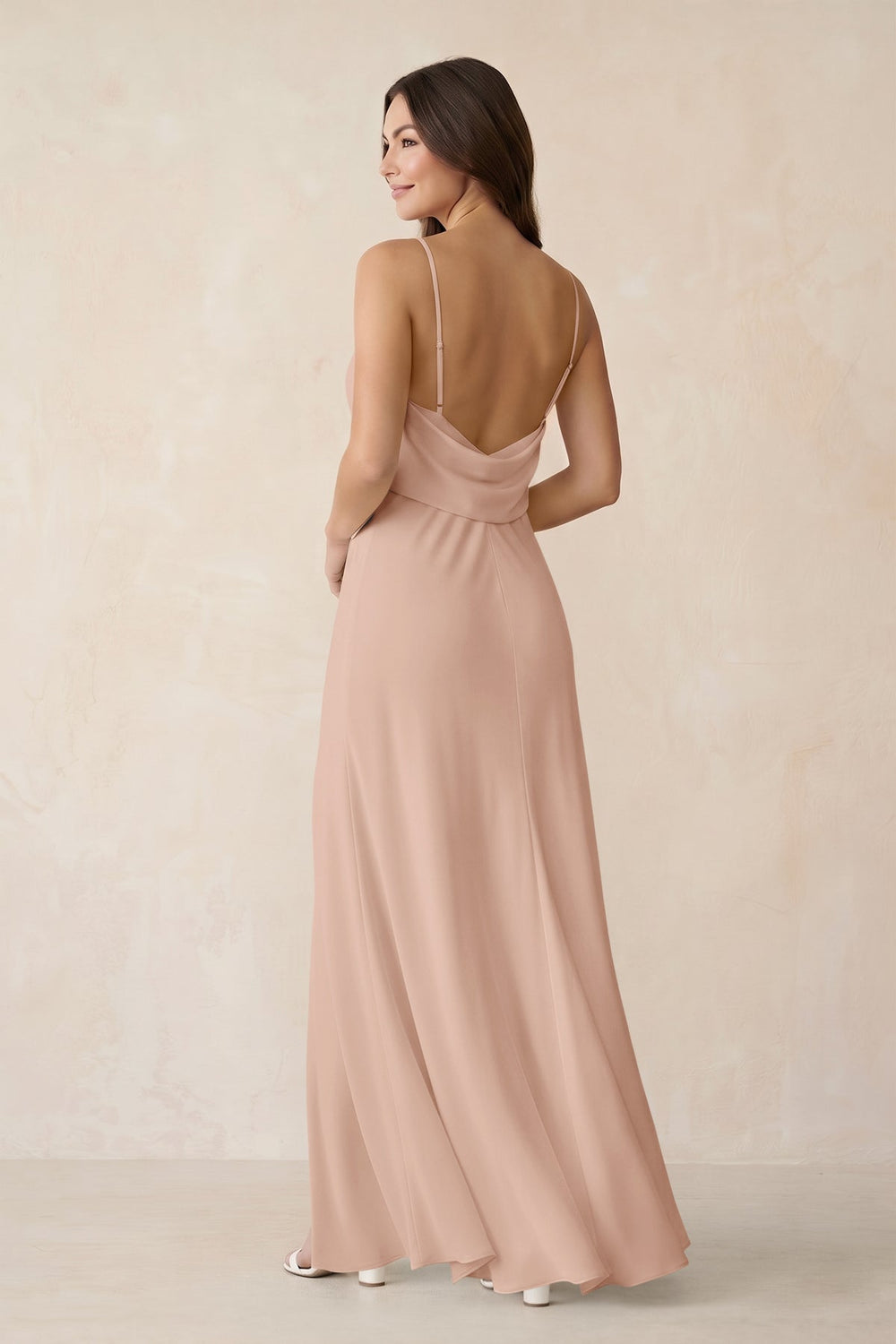 Sheath Satin Bridesmaid Dress with Side Slit in Champagne Rose - KISS BRIDAL Bridesmaid Dresses