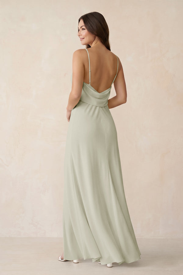 Sheath Satin Bridesmaid Dress with Side Slit in Frost - KISS BRIDAL Bridesmaid Dresses