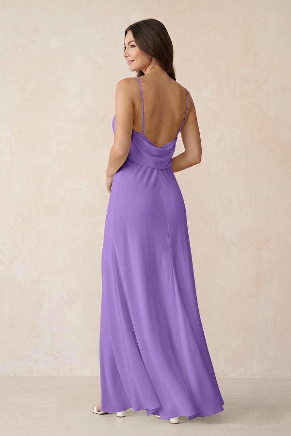 Sheath Satin Bridesmaid Dress with Side Slit in Lilac - KISS BRIDAL Bridesmaid Dresses