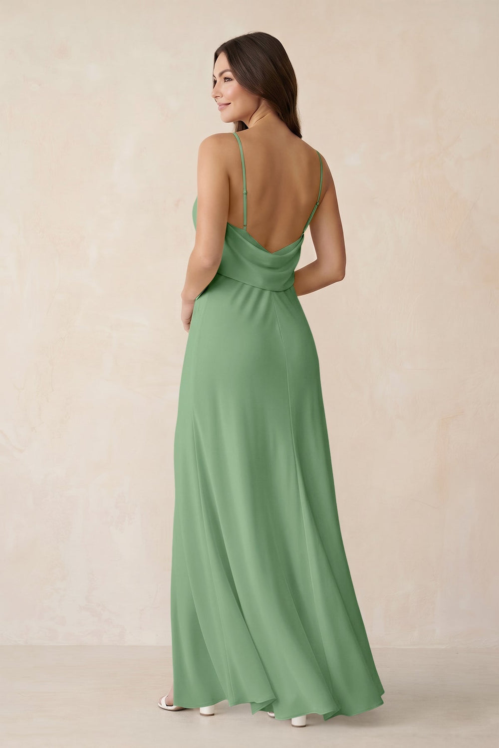 Sheath Satin Bridesmaid Dress with Side Slit in Matcha - KISS BRIDAL Bridesmaid Dresses