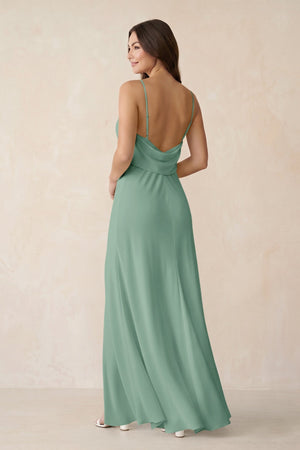 Sheath Satin Bridesmaid Dress with Side Slit in Mint Green - KISS BRIDAL Bridesmaid Dresses