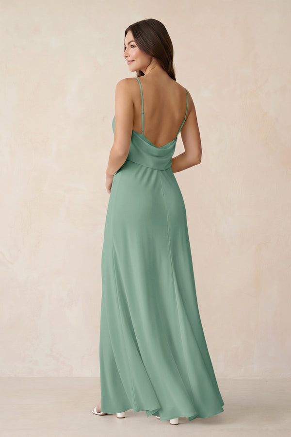 Sheath Satin Bridesmaid Dress with Side Slit in Mint Green - KISS BRIDAL Bridesmaid Dresses